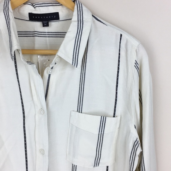 Sanctuary Tailored Boyfriend Shirt Striped NWT - Picture 6 of 8